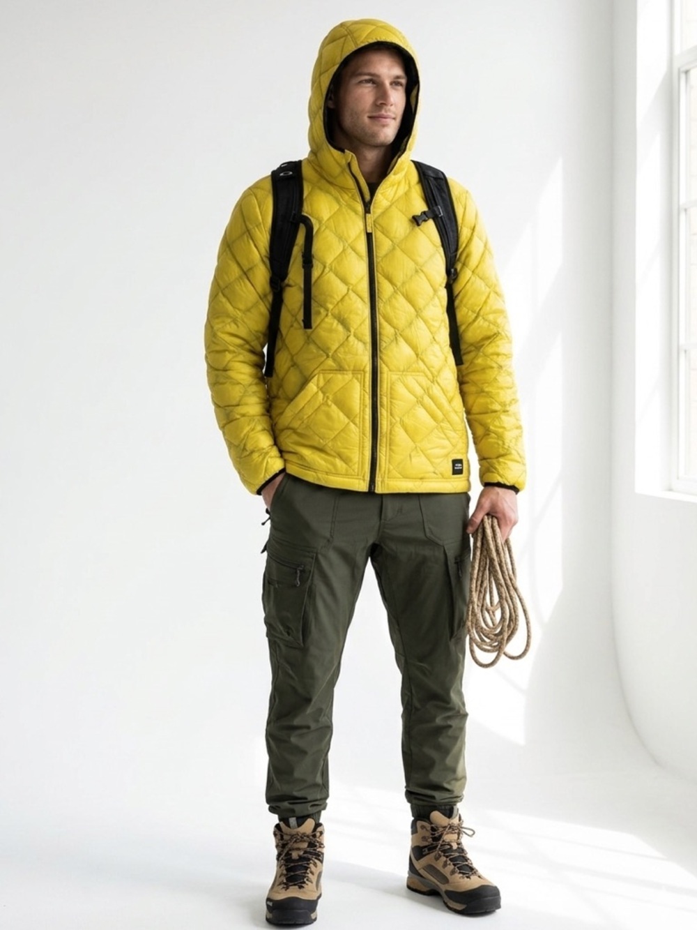 Oakley Diamond Quilted Hooded Puffer Jacket Yellow XXL Gorpcore